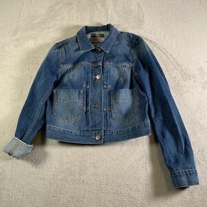 Vintage Fossil Denim Jacket Womens Small Blue Selvedge Trucker Jean Made In USA